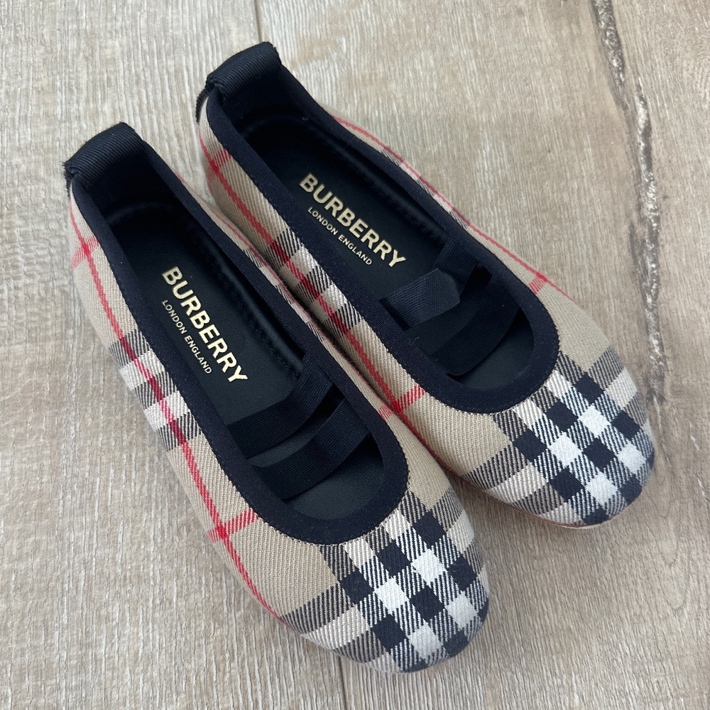 Like new BURBERRY Kids Grace Vintage Check Ballerina Shoes